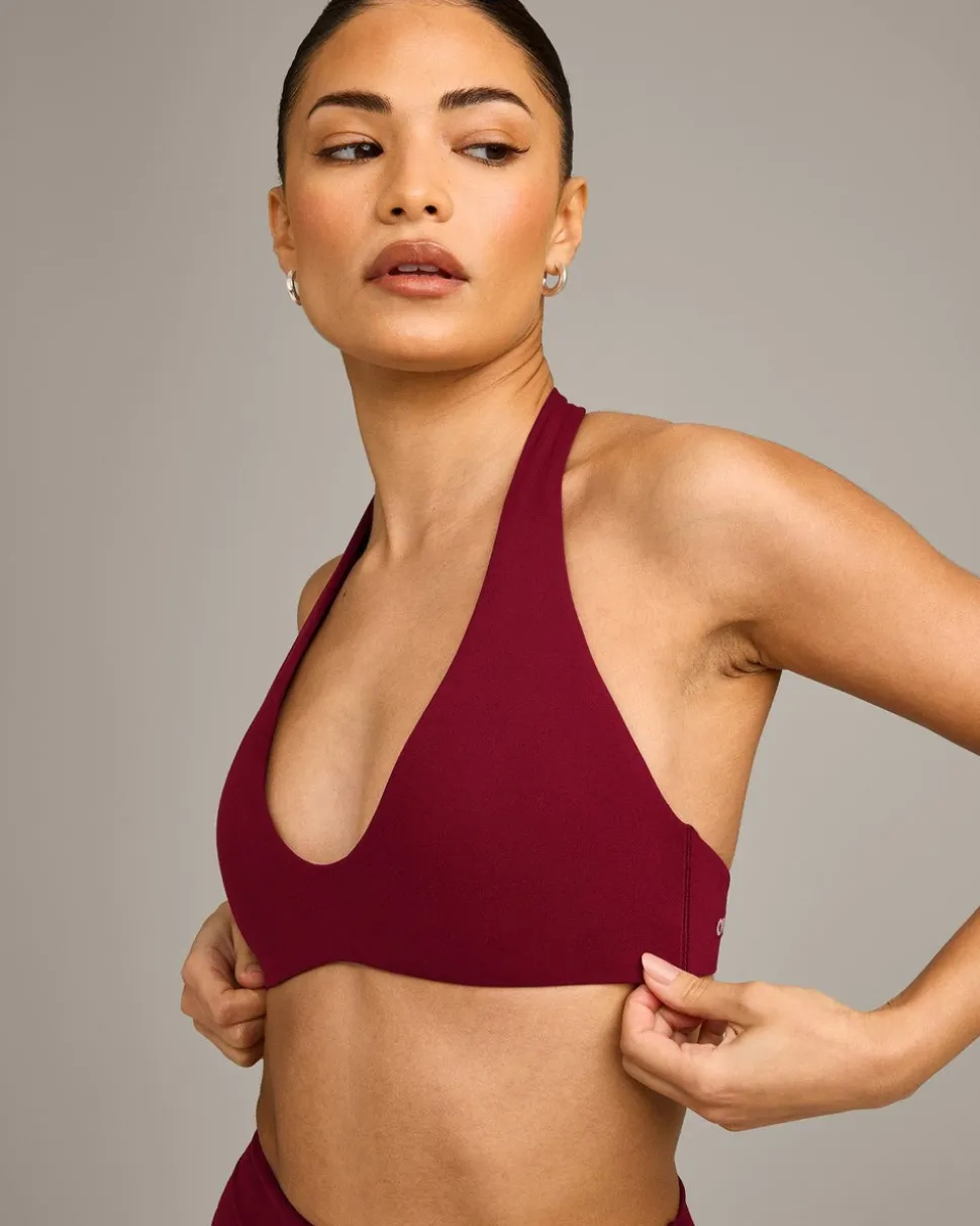SoftMotion™ Minimal Halter Neck Bralette with Grey Logo
