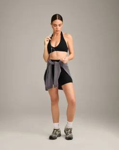 SoftMotion™ Minimal Halter Neck Bralette with Grey Logo