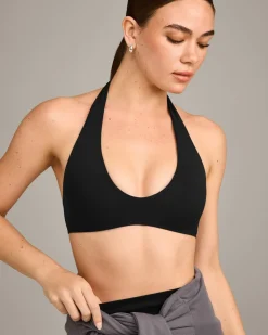 SoftMotion™ Minimal Halter Neck Bralette with Grey Logo