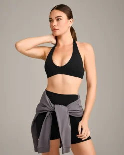 SoftMotion™ Minimal Halter Neck Bralette with Grey Logo