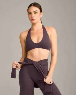 SoftMotion™ Minimal Halter Neck Bralette with Grey Logo