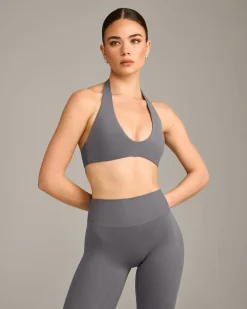 SoftMotion™ Minimal Halter Neck Bralette with Grey Logo