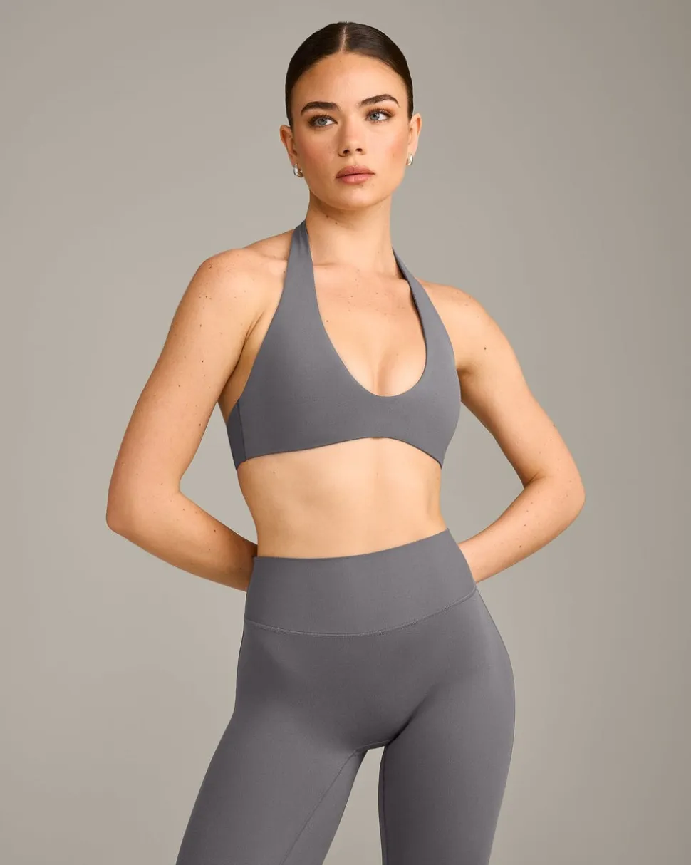 SoftMotion™ Minimal Halter Neck Bralette with Grey Logo