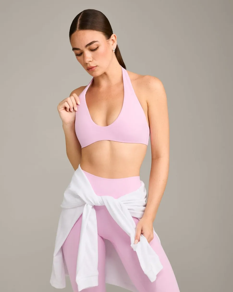 SoftMotion™ Minimal Halter Neck Bralette with Grey Logo