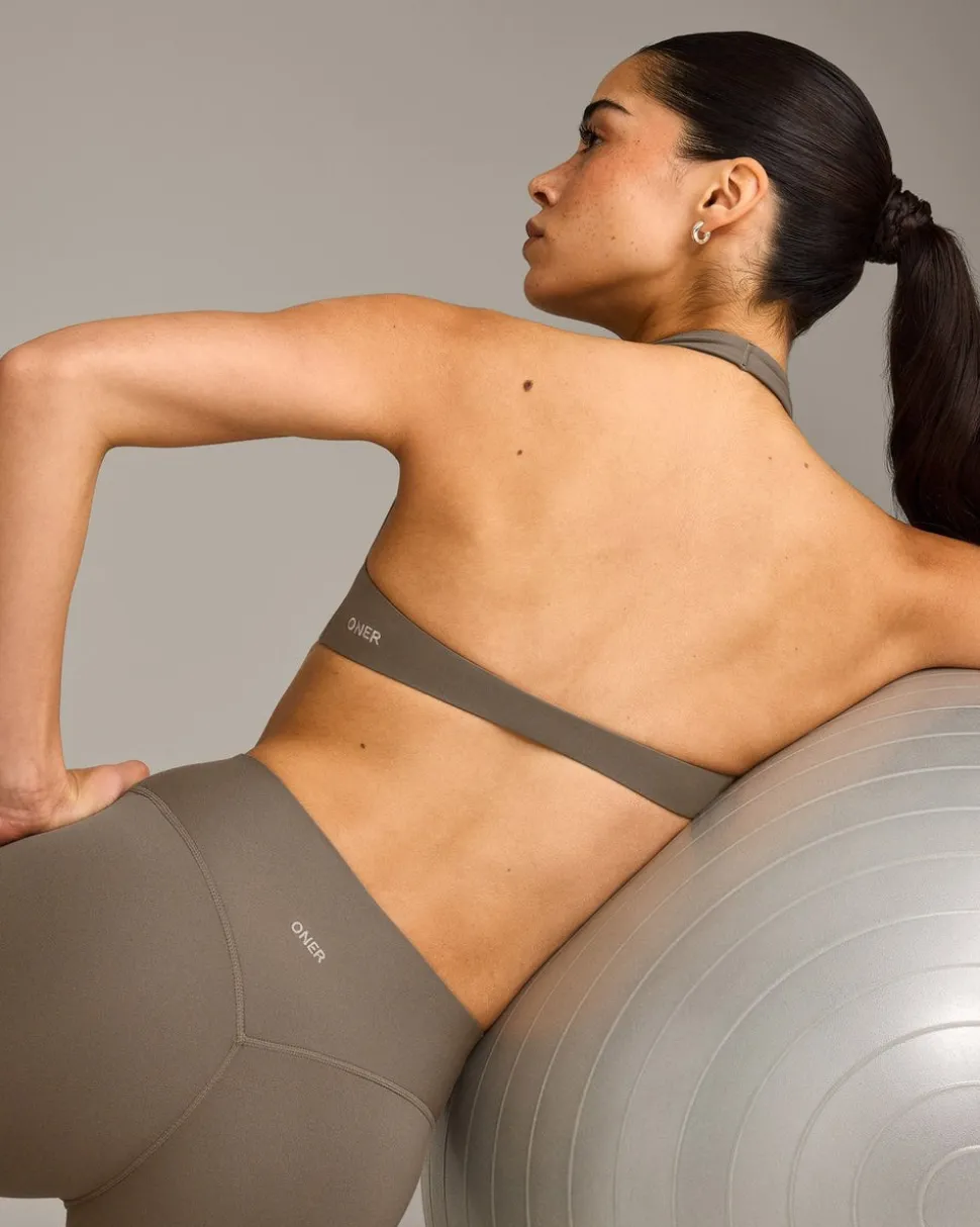 SoftMotion™ Minimal Halter Neck Bralette with Grey Logo