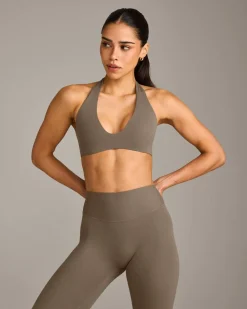 SoftMotion™ Minimal Halter Neck Bralette with Grey Logo