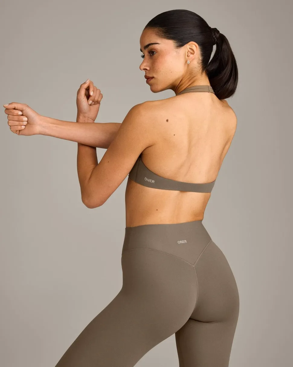 SoftMotion™ Minimal Halter Neck Bralette with Grey Logo