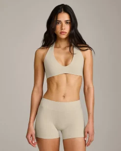 SoftMotion™ Minimal Halter Neck Bralette with Grey Logo