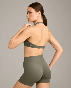 SoftMotion™ Minimal Halter Neck Bralette with Grey Logo