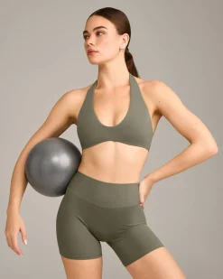 SoftMotion™ Minimal Halter Neck Bralette with Grey Logo
