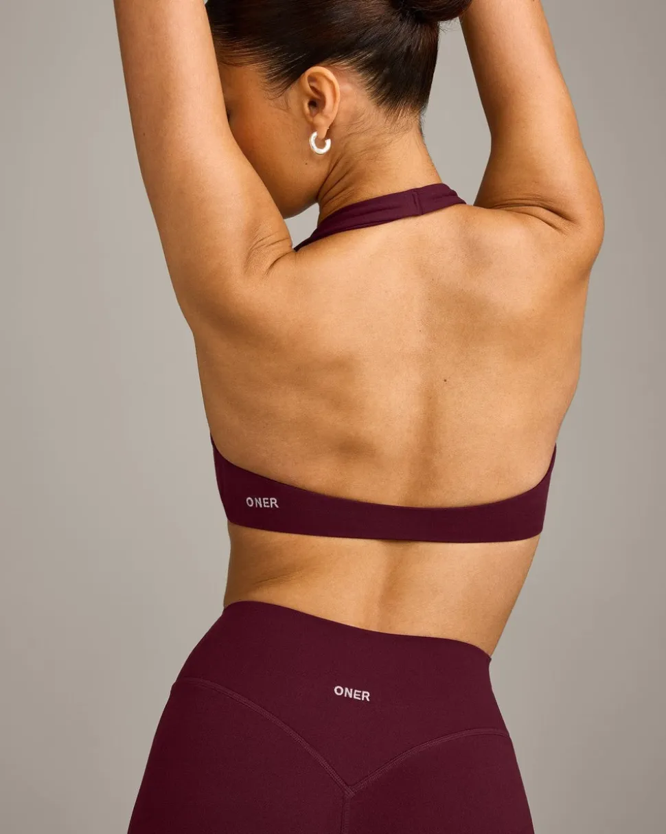 SoftMotion™ Minimal Halter Neck Bralette with Grey Logo