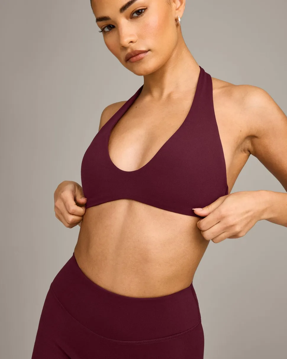 SoftMotion™ Minimal Halter Neck Bralette with Grey Logo