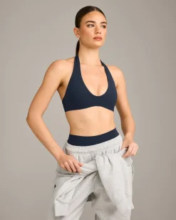 SoftMotion™ Minimal Halter Neck Bralette with Grey Logo