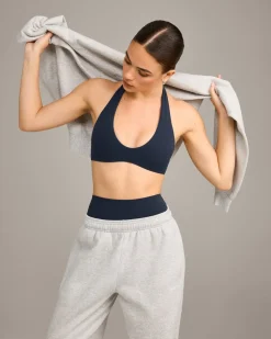 SoftMotion™ Minimal Halter Neck Bralette with Grey Logo
