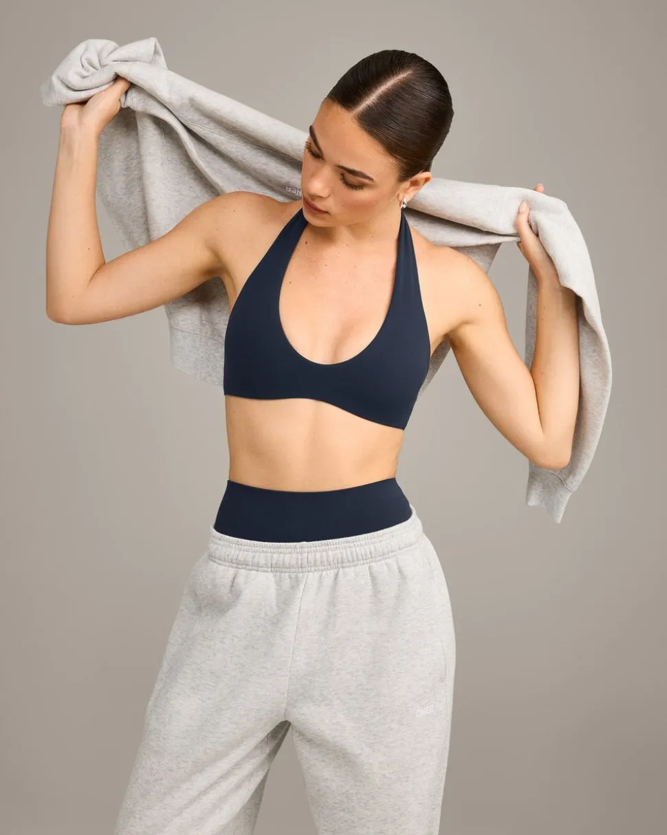 SoftMotion™ Minimal Halter Neck Bralette with Grey Logo