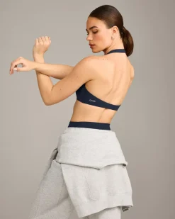 SoftMotion™ Minimal Halter Neck Bralette with Grey Logo