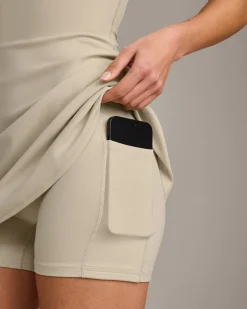 SoftMotion™ Racer Back Dress with Built in Shorts with Grey Logo
