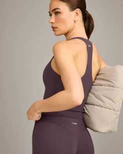SoftMotion™ Racer Back Mid Vest with Built in Bra Shelf with Grey Logo
