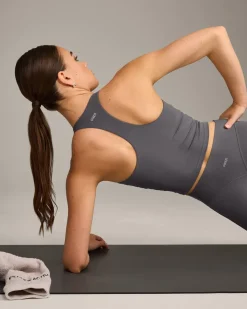 SoftMotion™ Racer Back Mid Vest with Built in Bra Shelf with Grey Logo