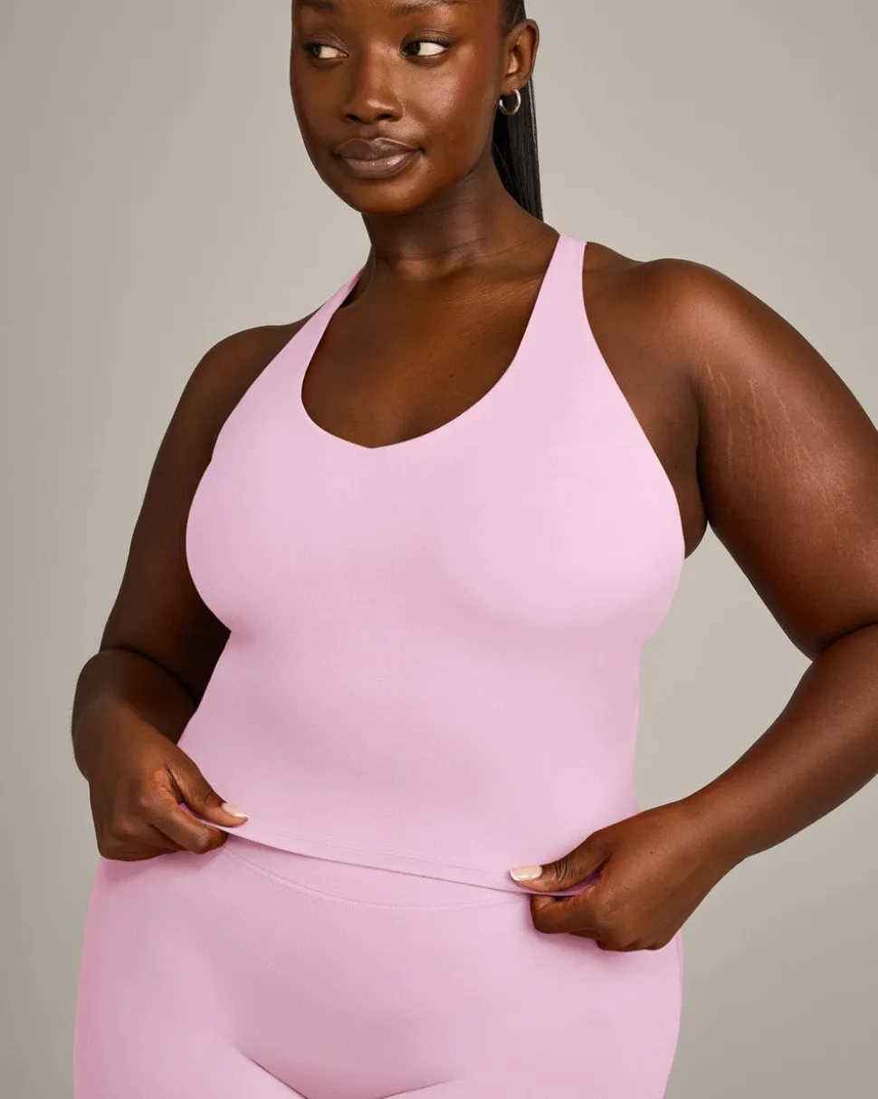 SoftMotion™ Racer Back Mid Vest with Built in Bra Shelf with Grey Logo