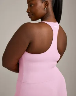 SoftMotion™ Racer Back Mid Vest with Built in Bra Shelf with Grey Logo