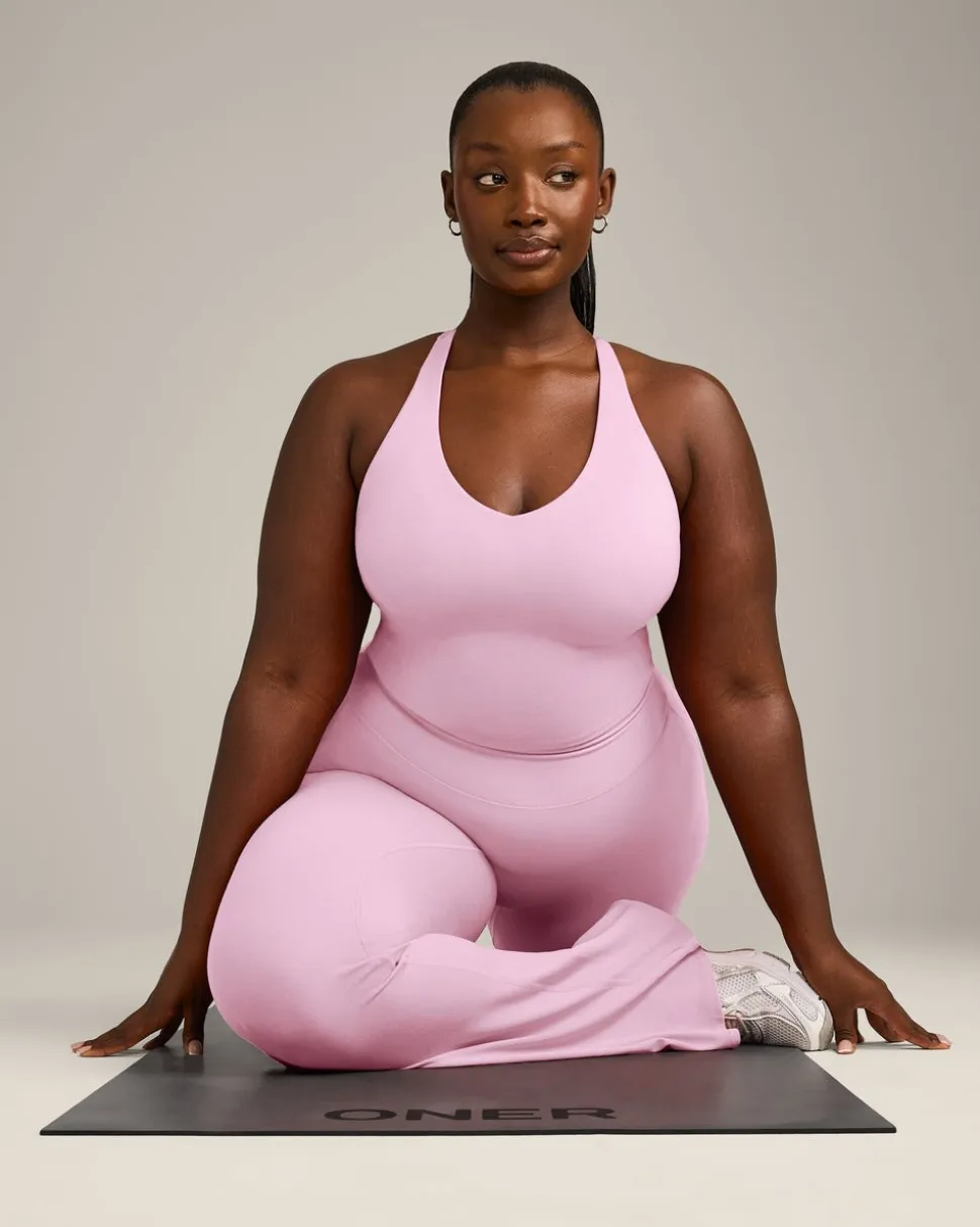 SoftMotion™ Racer Back Mid Vest with Built in Bra Shelf with Grey Logo