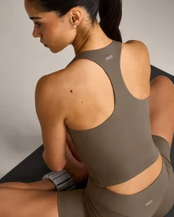 SoftMotion™ Racer Back Mid Vest with Built in Bra Shelf with Grey Logo