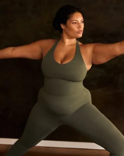 SoftMotion™ Racer Back Mid Vest with Built in Bra Shelf with Grey Logo