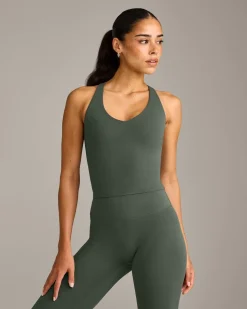 SoftMotion™ Racer Back Mid Vest with Built in Bra Shelf with Grey Logo