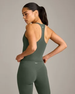 SoftMotion™ Racer Back Mid Vest with Built in Bra Shelf with Grey Logo