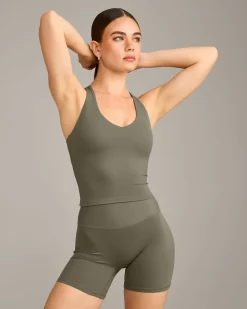 SoftMotion™ Racer Back Mid Vest with Built in Bra Shelf with Grey Logo