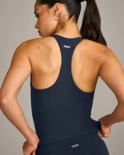SoftMotion™ Racer Back Mid Vest with Built in Bra Shelf with Grey Logo