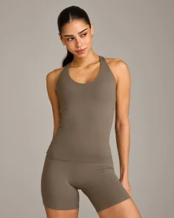 SoftMotion™ Racer Back Vest with Built in Bra Shelf with Grey Logo