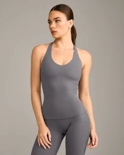 SoftMotion™ Racer Back Vest with Built in Bra Shelf with Grey Logo
