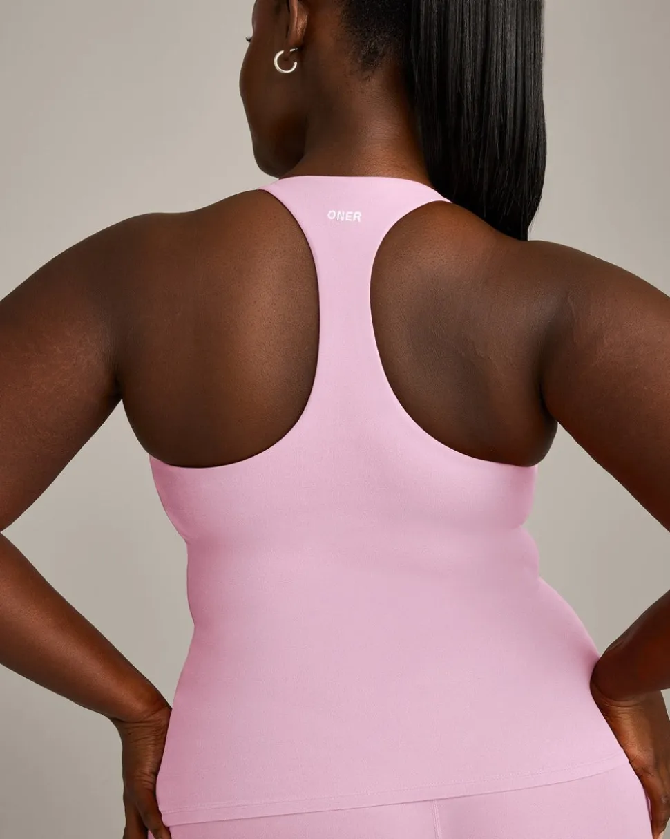 SoftMotion™ Racer Back Vest with Built in Bra Shelf with Grey Logo