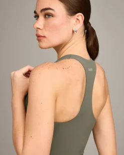 SoftMotion™ Racer Back Vest with Built in Bra Shelf with Grey Logo