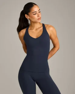 SoftMotion™ Racer Back Vest with Built in Bra Shelf with Grey Logo