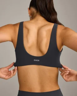 SoftMotion™ Scoop Back Bralette with Grey Logo