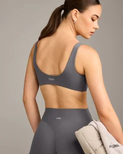 SoftMotion™ Scoop Back Bralette with Grey Logo
