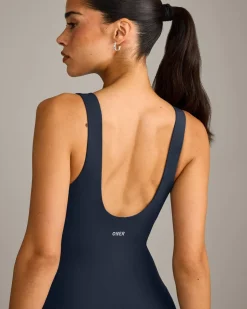 SoftMotion™ Scoop Back Flared All In One Long with Grey Logo