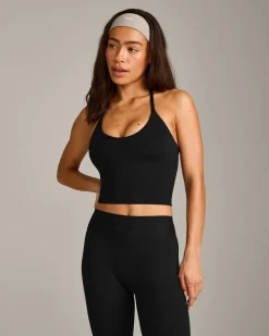 SoftMotion™ Strappy Halter Neck Mid Vest with Built in Bra Shelf with Grey Logo