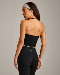 SoftMotion™ Strappy Halter Neck Mid Vest with Built in Bra Shelf with Grey Logo