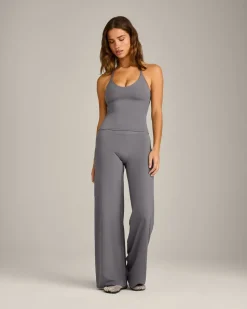 SoftMotion™ Strappy Halter Neck Vest with Built in Bra Shelf with Grey Logo