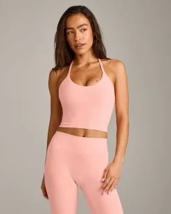 SoftMotion™ Strappy Halter Neck Mid Vest with Built in Bra Shelf with Grey Logo