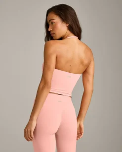 SoftMotion™ Strappy Halter Neck Mid Vest with Built in Bra Shelf with Grey Logo