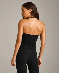SoftMotion™ Strappy Halter Neck Vest with Built in Bra Shelf with Grey Logo