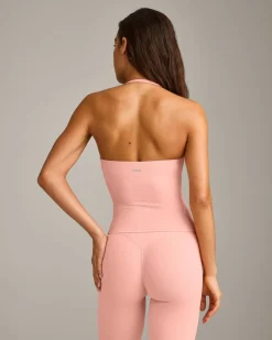 SoftMotion™ Strappy Halter Neck Vest with Built in Bra Shelf with Grey Logo