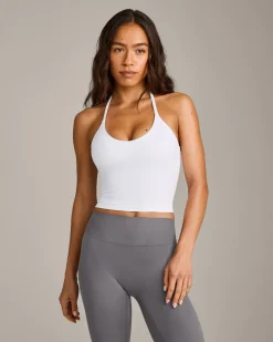 SoftMotion™ Strappy Halter Neck Mid Vest with Built in Bra Shelf with Grey Logo
