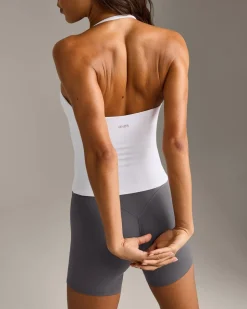 SoftMotion™ Strappy Halter Neck Vest with Built in Bra Shelf with Grey Logo