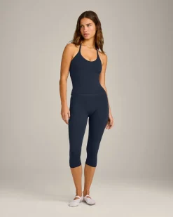 SoftMotion™ Strappy Halter Neck Vest with Built in Bra Shelf with Grey Logo